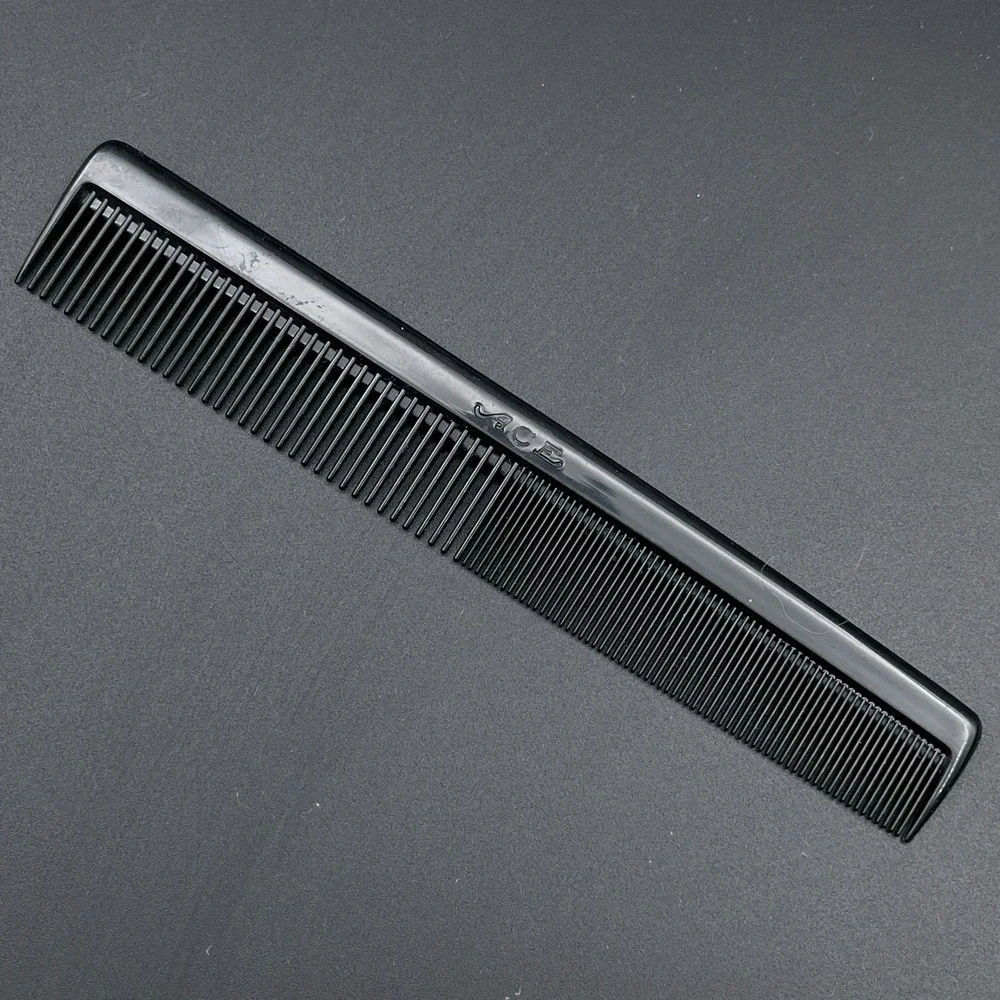 ACE Vintage Black Hard Rubber All Purpose Dresser Comb 7 Inch Barber USA